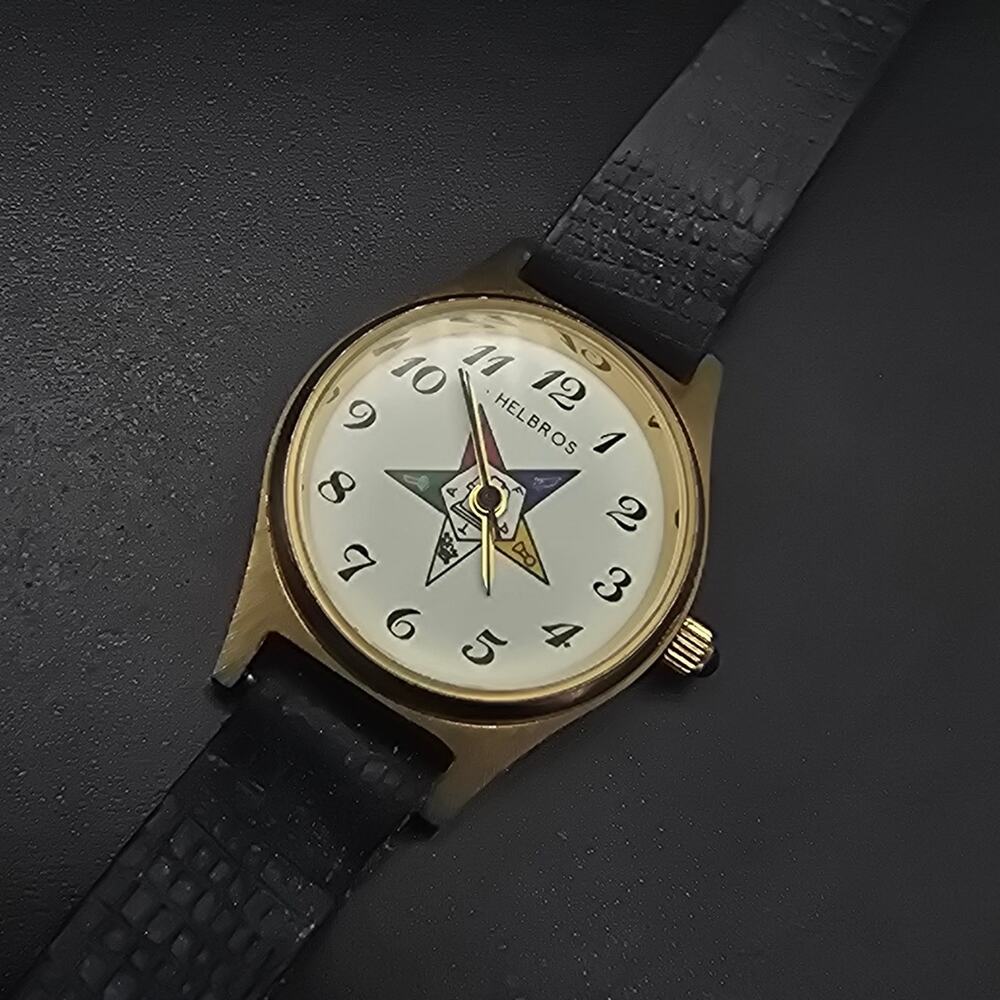 Vintage Helbros Order of Eastern Star Watch Black Band